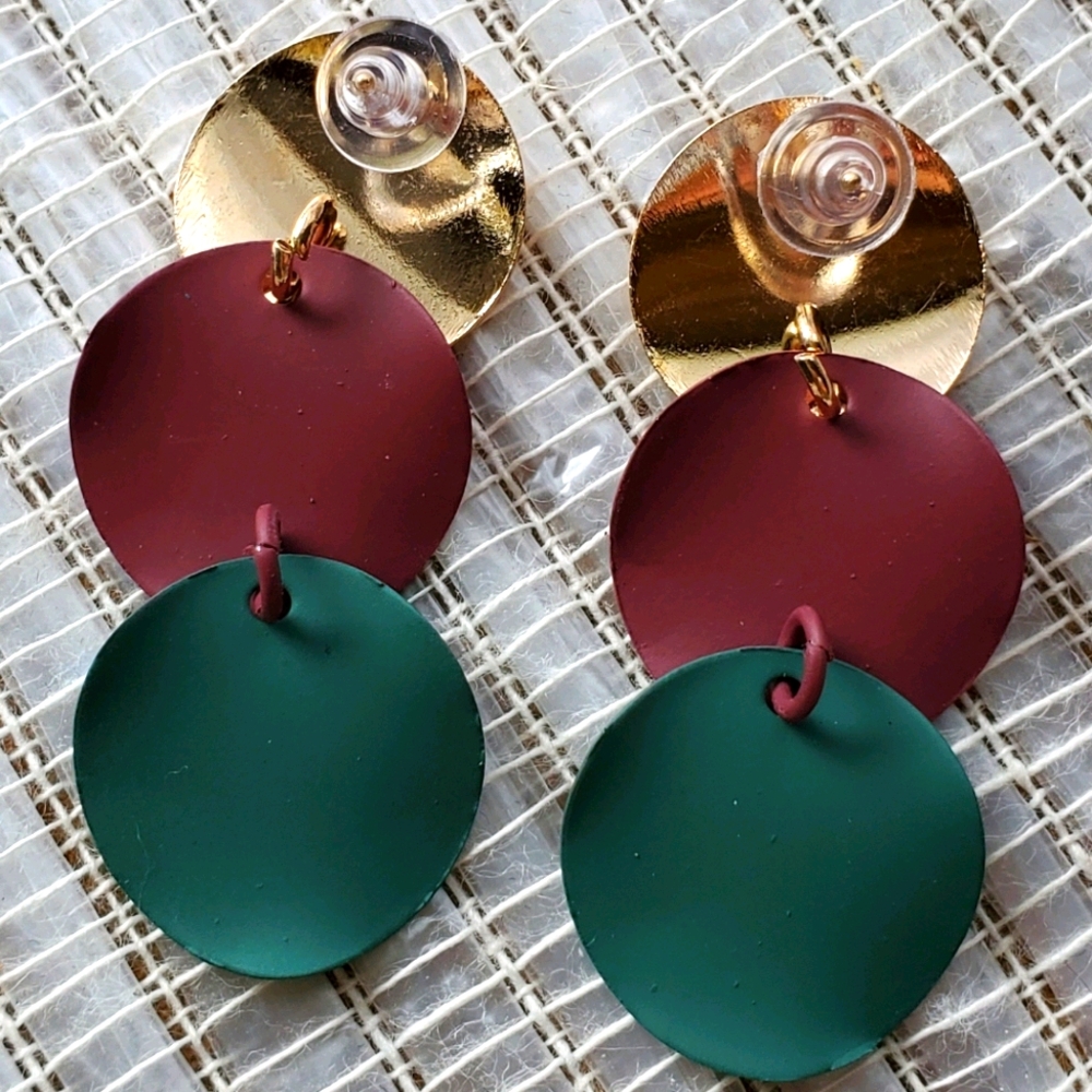 Fashion Bohemian Round Drop Metal Earrings purp/gn - Picture 11 of 14